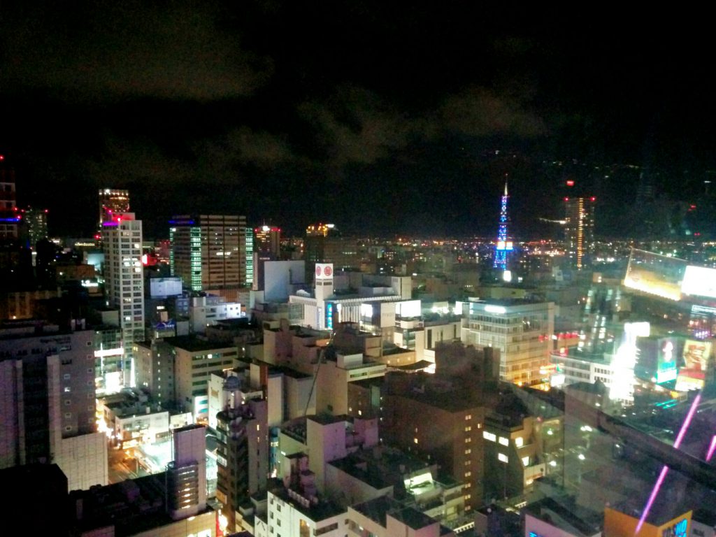テレビ塔を右手に、札幌の夜を眺めました。