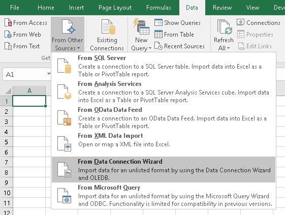 Windows, Excel: Connect Database Directly and Show the Data